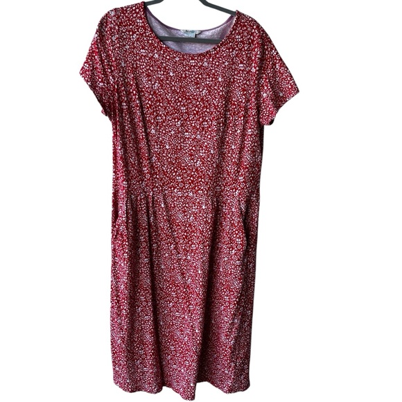 Boden Dresses & Skirts - Boden Red Ditsy Floral Short-Sleeve Women's Dress Cotton Pockets Size US 16 Long